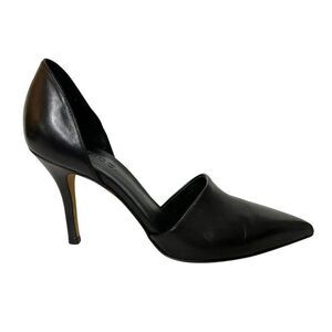 Vince Claire Black Leather D'Orsay Pointed Toe Heels